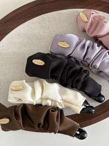 1pc High-End Solid Color Pleated Banana Clip, Elegant Hair Accessory For Ponytail, New Design Hair Clip For Women, Claw Clips, Hair Slide, Hair Barrettes Women Hair Accessories - Multicolor - View 3