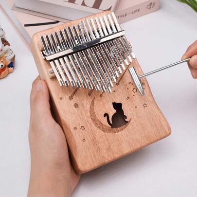 Easy To Learn Kalimba Piano Starter Kit - 17 Key Thumb Piano For All Age, All-In-One Set With Study Guide & Tuning Hammer, Beautiful Sounding Wood Instrument - 10 Different Style