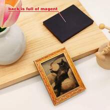 1 Piece Of Elegant Black Cat Fridge Magnet, Small Creative Framed Decoration, Cat Enjoying Wine, High-Quality Wood, Fun Kitchen Ornament, A Must-Have For Cat Lovers - 3.15英寸*2.36英寸 - 查看 4
