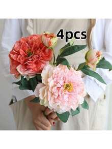 1 pieza, Flor de Rosa Artificial, Flor Simulada de Peonia Francesa, Ornamento de Flor Falsa para Sala de Estar del Hogar, Decoración de Centro de Mesa Comedor con Ramo de Flores Secas, Decoración Floral Chopin