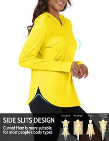 KEFITEVD Women's UPF 80+ UV Protection Hoodie Lightweight Long Sleeves Quick Dry Fishing Running Workout Shirt Outdoor - 亮黃色 - 查看 7
