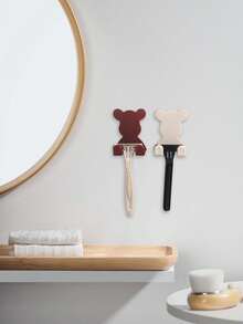 1 PC/2 PCS Cute Bear Plastic Wall Hook, No Drilling Required, Heavy Duty, Razor/Cosmetic Organizer - Multicolor - View 6