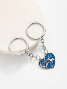 Nuevos llaveros de pareja de mariposa, ballena y ciervo, los talla grande vendidos para el Día de San Valentín. Llaveros de pareja de aleación con flores, tomates y huevos, en blanco y negro para el día y la noche, adecuados para uso diario, regalos para amigos, regalos del Día de San Valentín - Multicolor - Ver 12