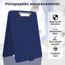 FELIN Tabla portapapeles, portapapeles con almacenamiento, almacenamiento para 100 hojas de papel A4 y bolígrafos, material duro, Ideal para recoger y transportar amplia gama de documentos - Azul - Ver 4