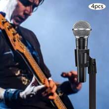 Rainaut Set Of 4Pack ABS Black Universal Microphone Clip Holder With 4 Screw Adapter Suitable, 180° Angle Adjusable For Handheld Microphones For  For Use With Most Wired And Wireless Microphones With A Handle Diameter Of 1.2-1.8 Inches,Black - màu đen - Xem 3