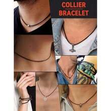 FaithHeart Collar de Cuero para Hombre, Cadena Cuerda con Cierre Metal de Acero Inoxidable 316L Collar Negro Marrón 2MM/3MM Ancho 40-60CM Largo(05. Marrón-2mm 45.0 Centímetros) - Multicolor - Ver 2