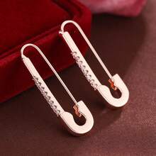 1 Pair Fashion Geometric Design Brooch-Style Earrings With Synthetic Cubic Zirconia Stones, Gift Earrings For Women - Multicolor - View 5