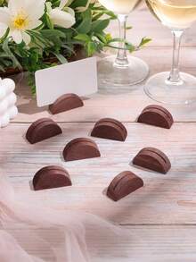 5pcs Wooden Table Number Holders, Semi-Circle Wooden Table Card Stands, Suitable For Weddings, Restaurants, Banquets, Birthday Parties, Reusable As Photo Frames Or Menu Holders - Multicolor - View 6