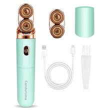 Eliminador de vello facial y corporal Conduroma de doble cabezal - Afeitadora con luz LED y cabezales de repuesto para uso de la cabeza a los pies: vello suave, áreas íntimas, axilas, antebrazos, piernas, dedos de los pies y talla grande. - Multicolor - Ver 13