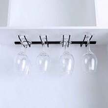 YUnder Cabinet Wine Glass Rack Metal Hanging Wine Glass Holder Stemware Holder Stemware Rack Holds up to 8 Glasses Black Wine Glass Hanger Glass Organizer for Home Bar Kitchen - como en la foto - Ver 2