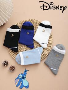 Disney 1 Pair/5 Pairs/10 Pairs Women's Mid-Calf Socks - Socks, Minimalist Crescent Moon Pattern, Couple Mid-Calf Socks, Two-Stripe Sporty Mid-Calf Socks, Versatile Style, Suitable For Daily Wear And As Holiday Gifts - Multicolor - View 4