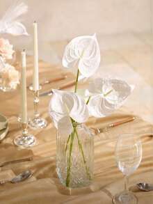 2pcs/8pcs Artificial Red Palm Flower Bouquet, Silk Filled Plants, Fake Green Stems, Suitable For DIY Wedding Bouquets, Tabletop Decor, Bridal Gifts, Home Decoration, Desktop Arrangement, Perfect For Valentine's Day, Graduation Ceremony, June Celebrations And Wedding Decorations. - Multicolor - View 3