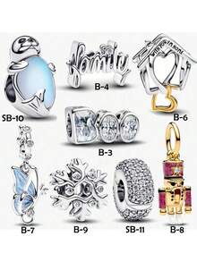 1pc Fashion Silver Plated Bracelet Charms With Family Word Charms Beads, DIY Charms For Bracelet Suitable For Matchingarm Bracelet To Create A Fashionable Wearable Effect, Ideal Christmas, Valentine's Day, Back To School Season, Mother's Day And Other Holiday Gifts For,Jewelry,Beads,Accsesories For Women,Jewellery,Charm Bracelets For Women,Stocking Stuffers For Women,Gifts For Coworkers - Multicolor - View 2