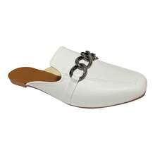 Women's Mule Sandal With Chain Detail And Square Toe In Summer Colors - Blanco - Ver 2