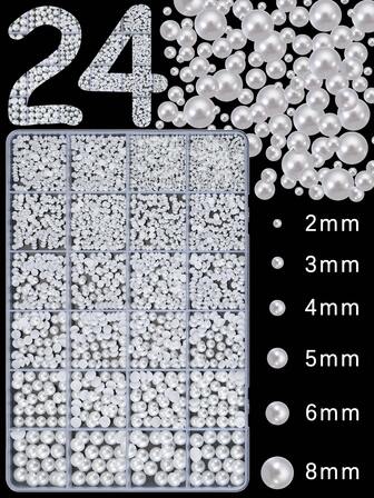 Flat Back Pearls For Crafting White Nail Pearls For Nail Art Small And Big Half Pearls For Crafting