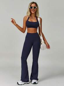 MASKERT "2-Piece Set" Women's Set,Yoga Exercise Suit Vest Set Tight Running Exercise Suit Fitness Suit Set Home Leisure Comfortable Skin Friendly - Màu xanh hải quân - Xem 6