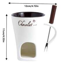 1 Set Of Ceramic Chocolate Fondue Stove, Multi-Functional Chocolate Melting Cup With Fork, Cheese And Cheese Melting Cup, Ice Cream Fondue Cup. Ideal Gift For Chocolate, Cheese, Caramel, Butter. Perfect For Birthdays, Weddings, Christmas, Valentine's Day. - Multicolor - View 3