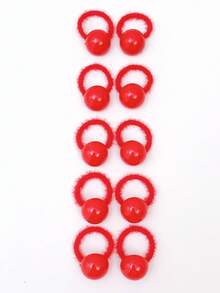 10pcs Cute Heart, Star, Bow Hair Ties, Wool Scrunchies, Red Headbands