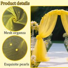 1 Pc Of Polyester Material Yellow Arch Pearl Yarn, Suitable For Outdoor Garden,Wedding, Birthday Party, Thanksgiving, New Year Background Decoration(75cm*300cm/160cm*300cm) - Multicolor - View 8
