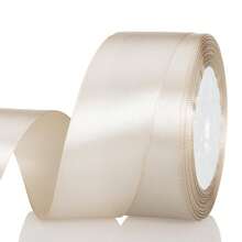 1 Roll Satin Ribbon, Colorful Gift Wrapping Ribbon, Satin Ribbon, Hair Ribbon, Silk Ribbon, Fabric Ribbon, Satin Ribbon, Cake Gift Wrapping Ribbon, Colored Ribbon, 25 Yards Long, Suitable For Christmas, Halloween, Handmade Bow Crafts, Wedding Christmas Decoration, DIY Cards And Gift Packaging - Beige - View 2