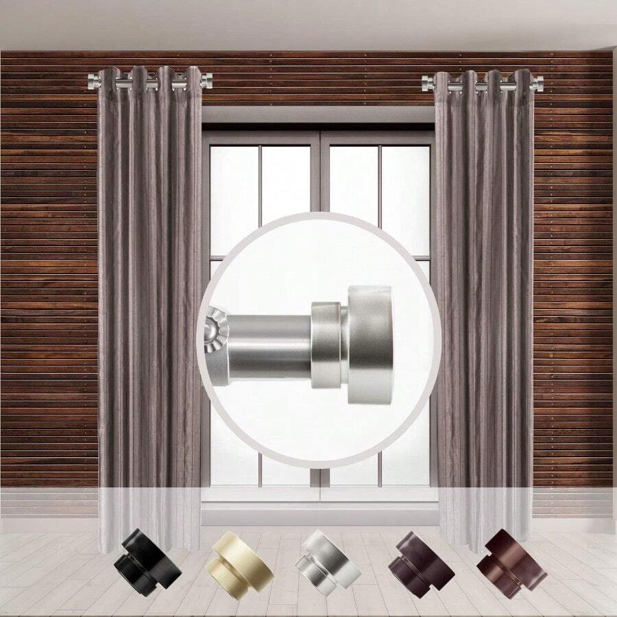 QY- Rod Desyne SIDE100-5 - Barra de Cortina Lateral de 1 Pulgada 12-20 Pulgadas Juego de 2 níquel Satinado -6194 - Nquelsatinado - Ver 1