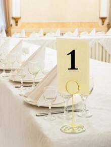 Soportes de número de mesa dorados, portanombres de mesa de boda, centros de mesa, soportes para fotos, clips de alambre para fotos, soporte para notas y fotos - 8,5 cm - Ver 3