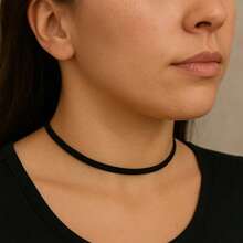 Leather Cord Choker Necklace (No Pendant) - Marrom - Xem 4