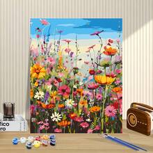 1 Stück buntes florales DIY Digital-Ölmalerei-Set, Ölmalerei-Set mit 3 Pinseln und Acrylfarben, für Schlafzimmerdekoration und Wanddekoration, einfach und Lustig zu malen, erfülle deinen Künstlertraum, perfektes Geschenk für Freunde, 40*50CM - Verschiedenfarbig - Übersicht 6