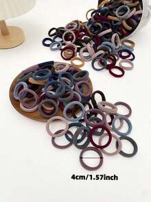 100pcs Set Women Fashion Simple Cute Hair Scrunchies, Muted Colors, Soft Elastic Material, Large Hair Ties, Suitable For Daily Casual Wear, Sports, Hair Accessories, Recommended Gift, Ponytail Holders, Hair Scrunchies, Hair Ties, Hair Bands, Elastic Hair Ties - Multicolor - View 5