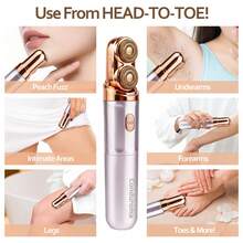 Eliminador de vello facial y corporal Conduroma de doble cabezal - Afeitadora con luz LED y cabezales de repuesto para uso de la cabeza a los pies: vello suave, áreas íntimas, axilas, antebrazos, piernas, dedos de los pies y talla grande. - Multicolor - Ver 6