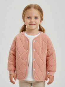 Toddler Girls Jacket Child Cotton Warm Clothes Long Sleeve Fall Winter Coats For Kids Boy Padded Coats Outwear - 珊瑚粉 - 查看 1