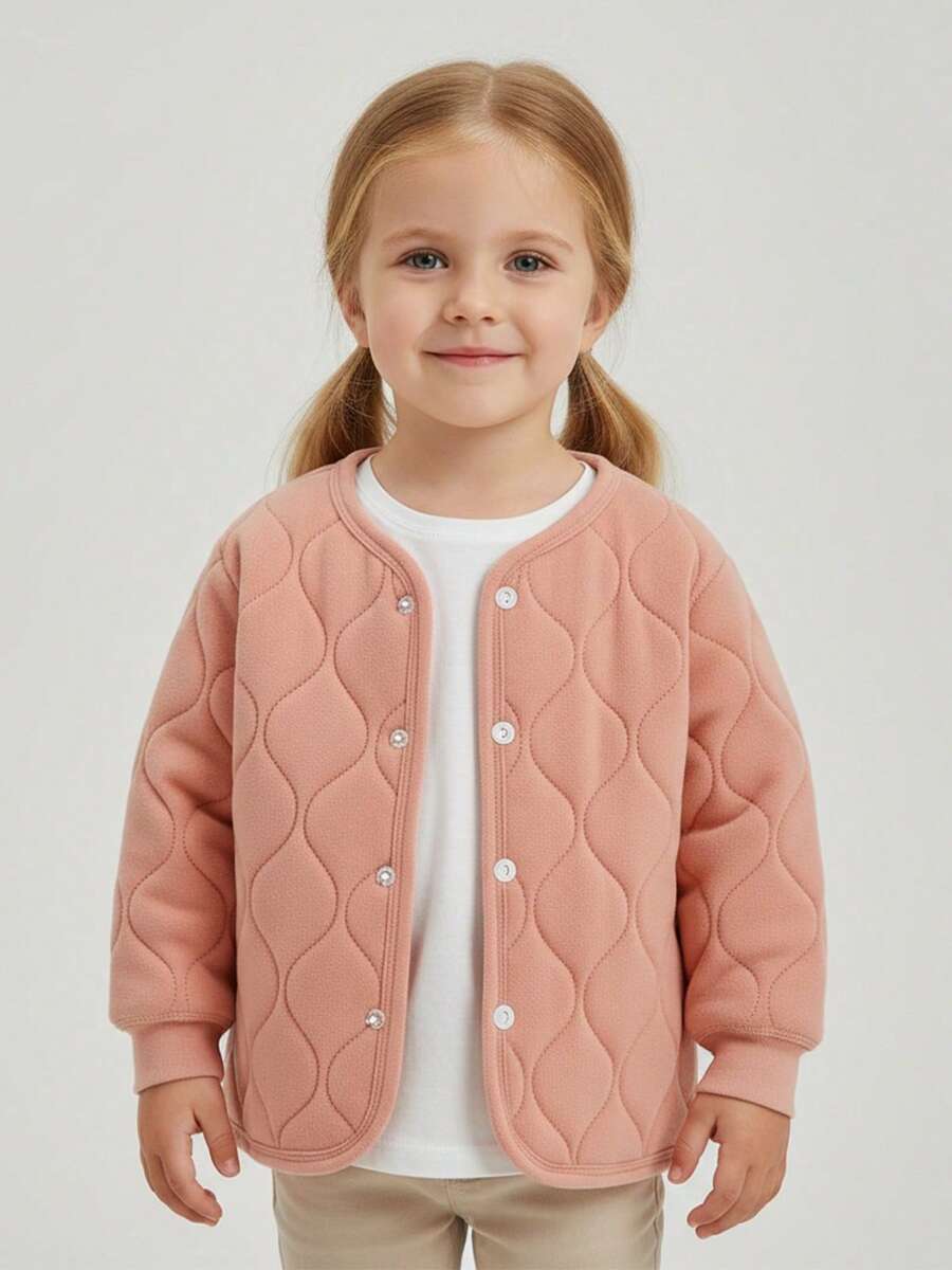 Toddler Girls Jacket Child Cotton Warm Clothes Long Sleeve Fall Winter Coats For Kids Boy Padded Coats Outwear - 珊瑚粉 - 查看 1