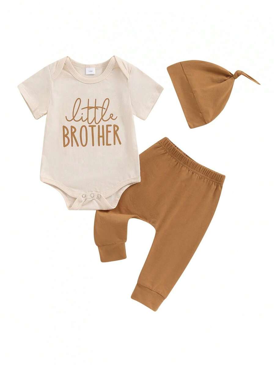 Conjunto de camiseta, mono y pantalón de verano para bebé recién nacido, ropa para el regreso a casa del hermano pequeño - Amarillo - Ver 1