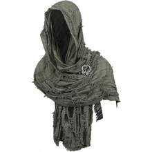 Dune Wasteland Hooded Shawl Medieval Renaissance Hooded Scarf Post Apocalyptic Cowl Cloak With Viking Brooch - màu xanh lá - Xem 4