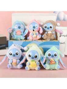 史迪奇玩偶 - “即使累了也要吃点东西”系列 | 热带棕榈与星空元素，Y2K 可爱美学多巴胺毛绒玩具 | 可拆卸背包挂饰/汽车挂件/旅行包挂件 + 超柔软史迪奇玩偶