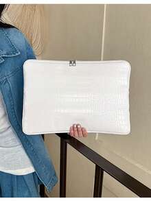 Slim Laptop Sleeve, Shock-Resistant Laptop Sleeve, Tablet Inner Sleeve, New Tablet Protective Case, Nylon Laptop Bag, Lightweight Women's Handbag, Stone Texture Handbag, Fashionable Chic Small Square Bag, Shoulder Bag - Black - View 4