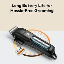 itel IHC-33Pro Gold Blade Hair Clipper,Sharp Blades, Smart Digital Display, Low-Noise Powerful Motor, 4-5 Hours Of Long-Lasting Battery Life (1*Clipper, 6*Guide Combs (1.5/3/4.5/6/10/13mm), 1*Blade Cover, 1*Oil, 1*Cleaning Brush, 1*USB Cable) - Black - View 8