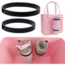 2 Pack Cup Holder, Fits 16 - 40oz, Insert Drink Holder Compatible With All Bogg Bags Simply Beach Tote Bag Bottle Holder Attachment Accessories - màu đen - Xem 1