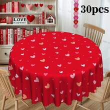 1 Stück Tischdecke im Valentinstag-Thema - nordischer minimalistischer Stil, rotes Herzmuster Tischdecke, warm und romantisch - strapazierfähiger Polyesterstoff - geeignet für rechteckige oder runde Tische, perfekt für Valentinstag-Dinner, Hochzeit, Jahrestag, Party oder tägliche Heimdekoration, 3 Stile erhältlich