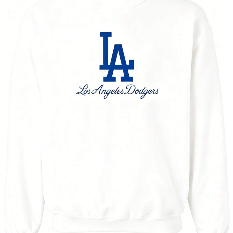 ChristmasMay Include A Gray Sweatshirt With A LA Dodgers Logo And The Text (2)Loose And Comfortablewinter Clothes For Men - 白色 - 查看 1