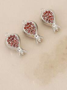 3 件 DIY 石榴石铜镶嵌红色锆石镀 18K 金银首饰吊坠饰品