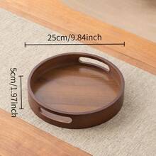 1 pieza Bandeja redonda de madera de nogal con asa, adecuada para aperitivos, pasteles, galletas y entremeses en la cocina, el comedor, el hotel y talla grande escenarios, bandeja de servir