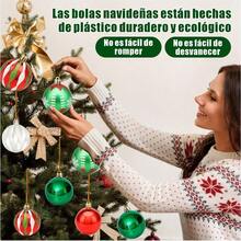 YQQ 30 Piezas Bolas Navideñas Decorativas 2 36" Rojo Verde Blanco Esferas Navideñas Decoraciones Navideñas Irrompibles para El Hogar como Árboles De Navidad Pintando Y Coronas Rojo5735 - Rojo - Ver 4