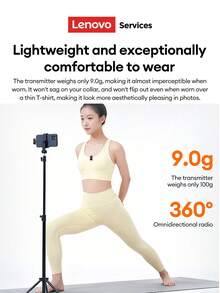 Lenovo MK103 Clip-On Microphone, Ultra-Clear Recording, Wireless, Outdoor Short Video Recording, Smart Noise Cancellation, Type-C Interface, Anti-Explosion, Wireless Mini Microphone For Live Streaming