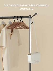 Perchero con Organizador Vertical de Ropa, Zapatero para Entrada, Barra para Colgar Ropa de Pie para Dormitorio, Estante para Ropa de Balcón, Dormitorio y Lavandería - Negro - Ver 4