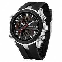 SANDA Hot 6279 防水数字手表，双显，男士硅胶表带，多功能腕表 - 均碼 - 查看 12