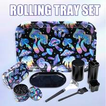 8pcs,Rolling Tray Set,Metal Grinder, Metal Tobacco Tin, Metal Airtight Jar, Three-Hole Portable Storage Tube, Ashtray, Filler, And Small Brush, Stuff,Party Supplies,Gifts For Friends, Father's Day Gift. - Multicolor - View 1