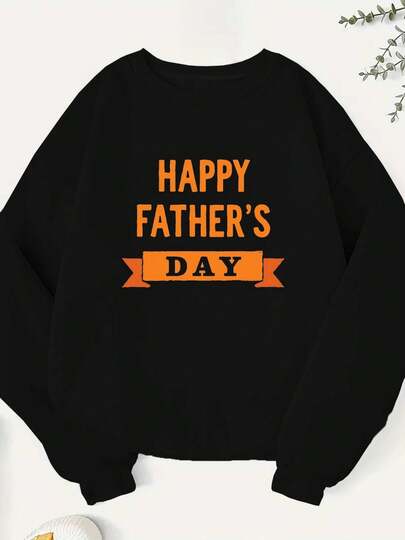 Suéter "Happy Fathers Day" (oto?o), 100 % algodón, estampado llamativo, informal, transpirable.