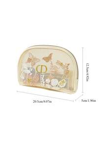 Dior Butterfly Embroidered Large Capacity Transparent Mesh Cosmetic Bag, Portable Travel Toiletry Pouch, Mother's Day Limited Edition Makeup Organizer, Special Gift For Mother's Day - Beige - View 2