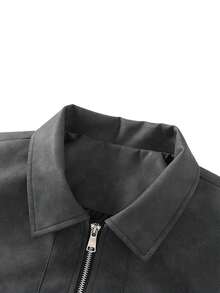 一件装男士长袖复古做旧全拉链PU皮夹克，春秋季男士长袖机车风休闲PU皮夹克，颓废风